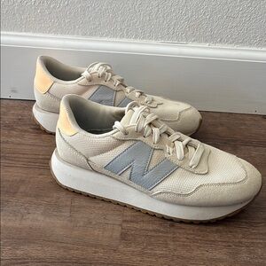 New Balance 237 Cream and Blue Sneakers